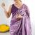 violet color georgette fabric designer fancy printed bollywood style ceremonial saree