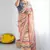 peach color georgette fabric fancy printed bollywood style ceremonial saree