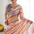 peach color georgette fabric designer fancy printed bollywood style ceremonial saree