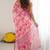 pink color georgette fabric designer fancy printed bollywood style ceremonial saree