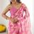 pink color georgette fabric designer fancy printed bollywood style ceremonial saree