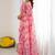 pink color georgette fabric designer fancy printed bollywood style ceremonial saree