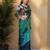 teal color silk blend blend crepe fabric beautiful ready to wear partywear saree