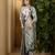 steel grey color silk blend blend crepe fabric beautiful ready to wear partywear saree
