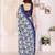 blue color moss satin patta designer flower printed ceremonial saree