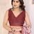maroon color moss satin patta designer flower printed ceremonial saree