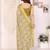 yellow color moss satin patta designer flower printed ceremonial saree