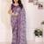 purple color moss satin patta designer flower printed ceremonial saree