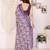 purple color moss satin patta designer flower printed ceremonial saree