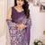 purple color moss satin patta designer flower printed ceremonial saree