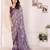 purple color moss satin patta designer flower printed ceremonial saree