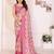 pink color moss satin patta designer flower printed ceremonial saree