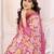 pink color moss satin patta designer flower printed ceremonial saree