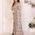 beige color moss satin patta designer flower printed ceremonial saree