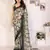 black color moss satin patta flower printed ceremonial saree
