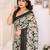 black color moss satin patta designer flower printed ceremonial saree