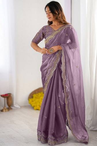 onion color burbery silk blend blend fabric designer embroidered saree for ceremonial looks