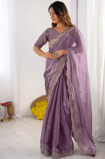 onion color burbery silk blend blend fabric designer embroidered saree for ceremonial looks
