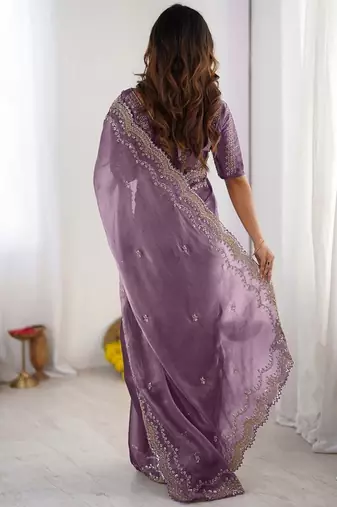 onion burbery silk blend blend embroidered saree ceremonial looks