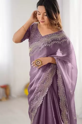 onion burbery silk blend blend embroidered saree ceremonial looks