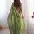 green color burbery silk blend blend fabric designer embroidered saree for ceremonial looks