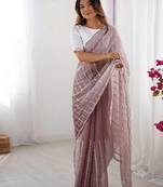 maroon color zimmy choo fabric designer embroidered saree for ceremonial looks