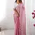 pink color zimmy choo fabric embroidered saree for ceremonial looks