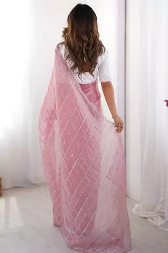 pink zimmy choo embroidered saree ceremonial looks