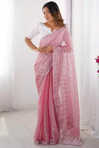 pink zimmy choo embroidered saree ceremonial looks