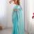 sky blue color zimmy choo fabric designer embroidered saree for ceremonial looks