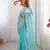sky blue zimmy choo fabric embroidered saree for ceremonial looks