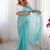 sky blue color zimmy choo fabric designer embroidered saree for ceremonial looks