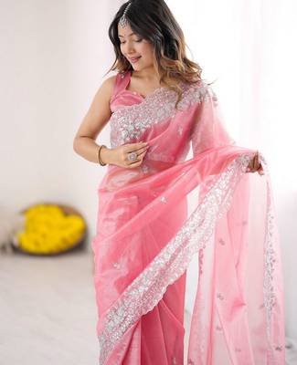 pink art silk blend blend embroidered saree ceremonial looks 3