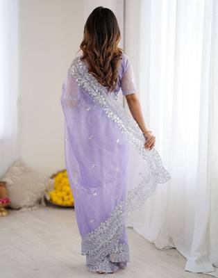 lavender art silk blend blend embroidered saree ceremonial looks 2