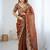 coffee color fendy chiffon fabric designer embroidered saree for ceremonial looks