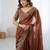 coffee color fendy chiffon fabric designer embroidered saree for ceremonial looks