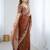 coffee color fendy chiffon fabric designer embroidered saree for ceremonial looks