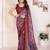 maroon color moss satin patta fabric designer printed saree