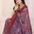 maroon color moss satin patta fabric designer printed saree