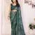green color moss satin patta fabric designer printed saree