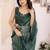 green color moss satin patta fabric designer printed saree