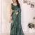 green color moss satin patta fabric designer printed saree