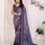 purple color moss satin patta fabric designer printed saree