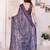 purple color moss satin patta fabric designer printed saree