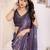 purple color moss satin patta fabric designer printed saree