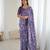 lavender color moss satin patta printed ethnic partywear saree
