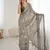 grey color moss satin patta printed ethnic partywear saree