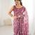 pink color moss satin patta printed ethnic partywear saree