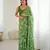 green color moss satin patta printed ethnic partywear saree
