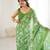 green color moss satin patta printed ethnic partywear saree